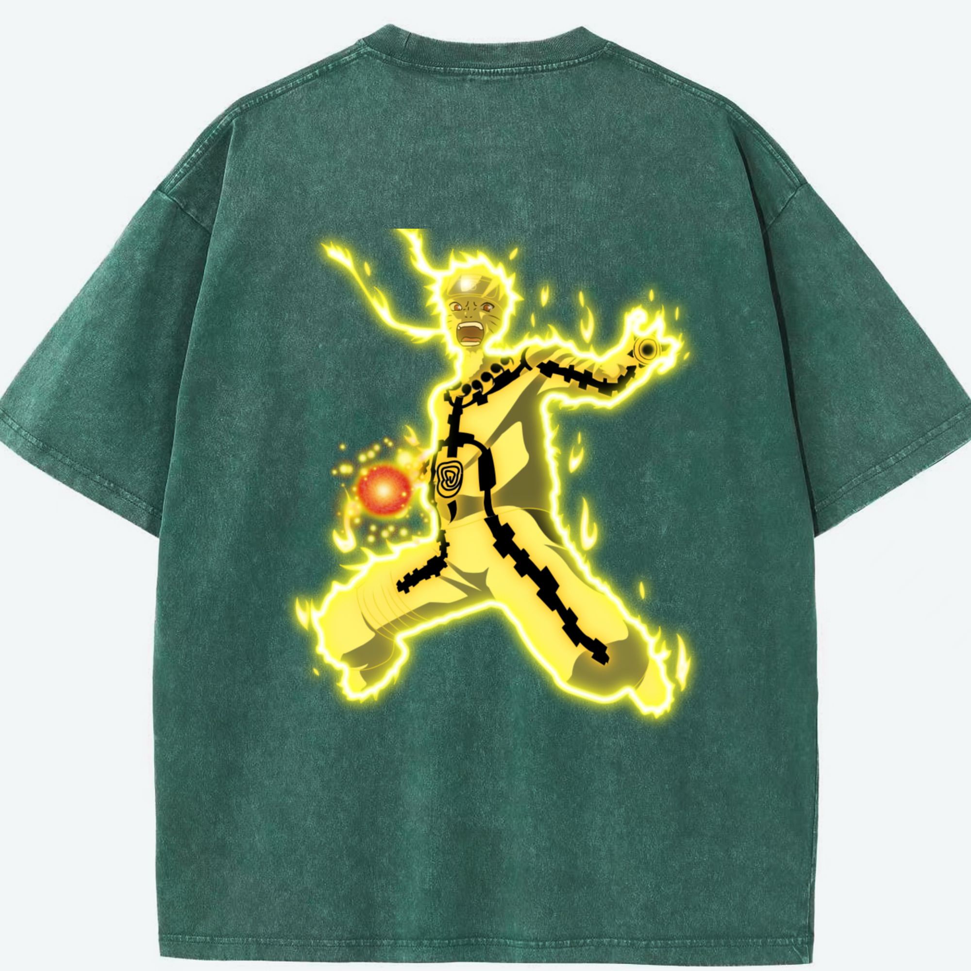 （画像用） NARUTO -ナルト- うずまき ナルト Uzumaki Naruto 綿100% ヴィンテージ風 半袖Tシャツ（背面プリント）